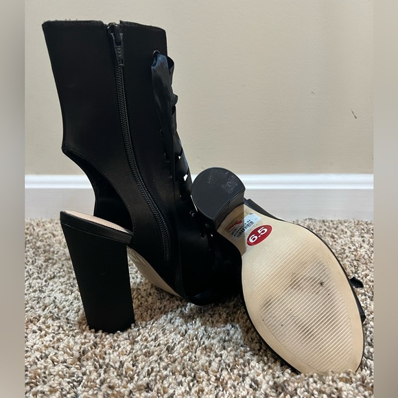 Black Lace Up Booties - Picture 3 of 4